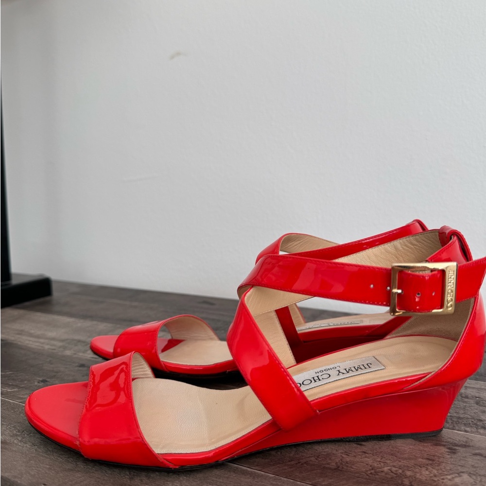 Jimmy Choo | Soft Leather Red Sandals | 39.5 European | US 9